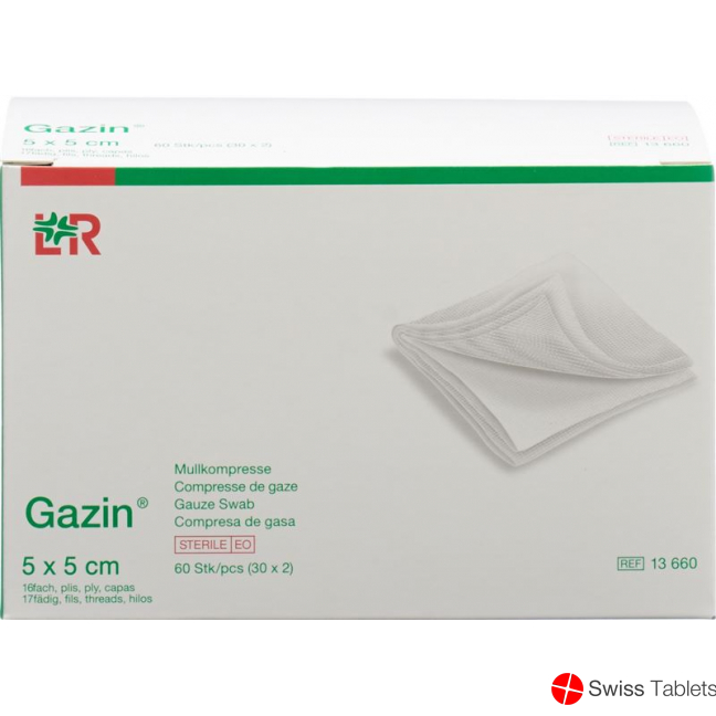 Gazin Faltkompressen 5x5cm 16-fach Steril 30x 2 Stück buy online