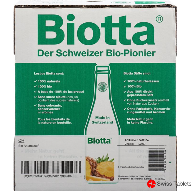 Biotta Bio Ananas 6 Flaschen 5dl buy online