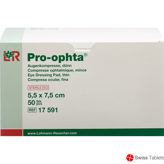Pro-Ophta Augenkompresse 5.5x7.5cm Dünn Steril 50 Stück buy online