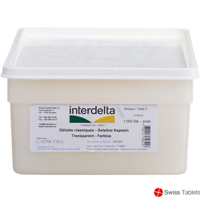 Gelatine Kapseln 0 Transparent Interdelta 1000 Stück buy online