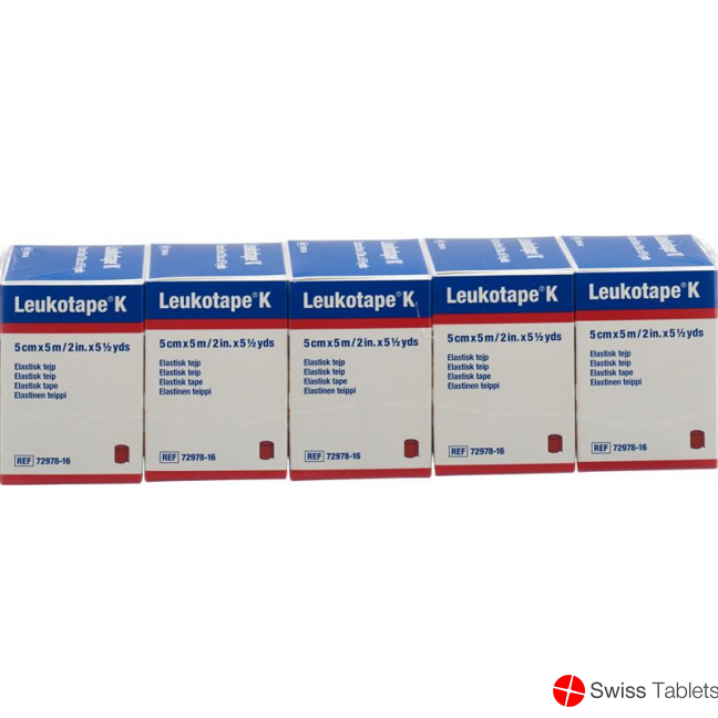 Leukotape K Pflasterbinde 5mx5cm Rot 5 Stück buy online
