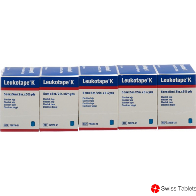 Leukotape K elastischer Klebeverband 5m x 5cm Blau 5 Stück buy online