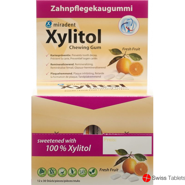 Miradent Xylitol Zahnpflege Kaugummi Fru 12x 30 Stück buy online