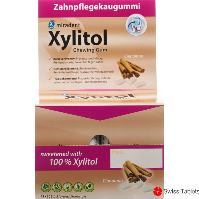 Miradent Xylitol Zahnpflege Kaugummi Zimt 12x 30 Stück buy online