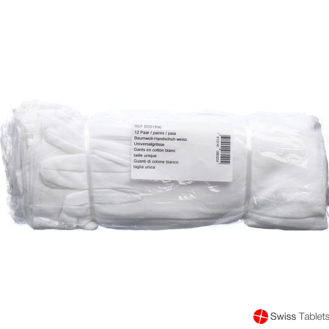 Salzmann cotton gloves white one size 12 pairs buy online