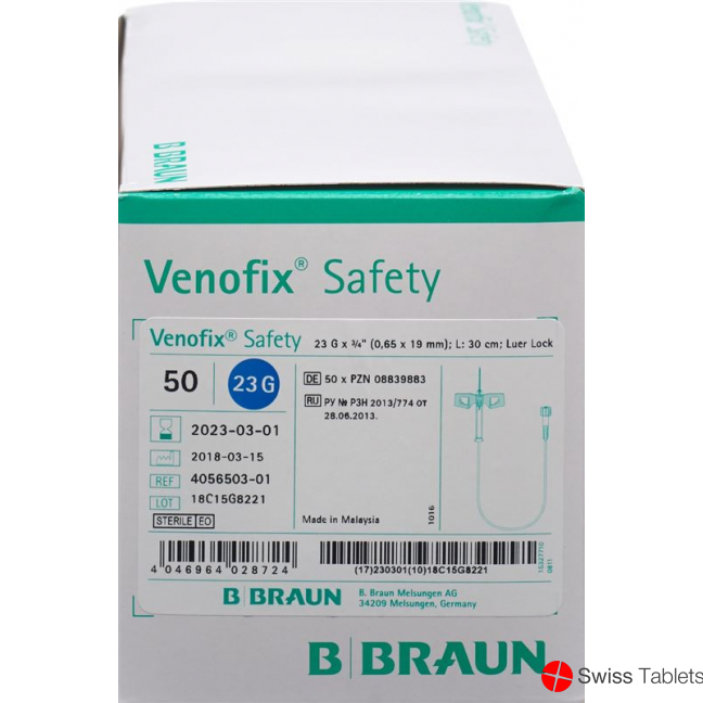 Venofix Safety 23g 0.65x19mm Blau Schl30cm 50 Stück buy online Venofix Safety 23g 0.65x19mm Blau Schl30cm 50 Stück buy online