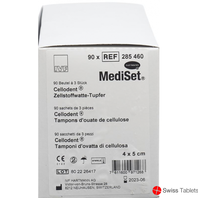 Mediset Cellodent Tupfer 4x5cm Steril 90 Beutel 3 Stück buy online