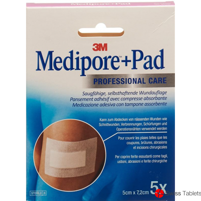 3M Medipore + Pad 5x7.2cm / Wundkissen 2.8x3.8cm 5 Stück buy online