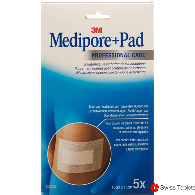 3M Medipore + Pad 10x15cm / Wundkissen 5x10.5cm 5 Stück buy online