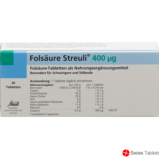 Folsäure Streuli Tabletten 400µg 30 Stück buy online