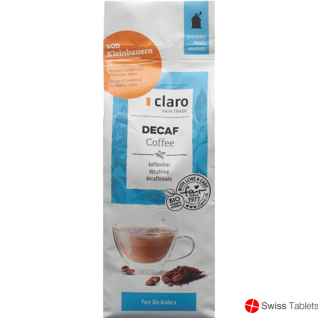 Claro Decaffeinato Kaffee Gemahlen Bio Beutel 250g buy online