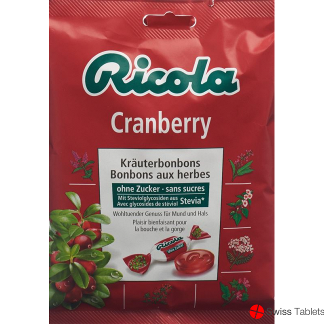 Ricola Cranberry Kräuterbonbons ohne Zucker Beutel 125g buy online
