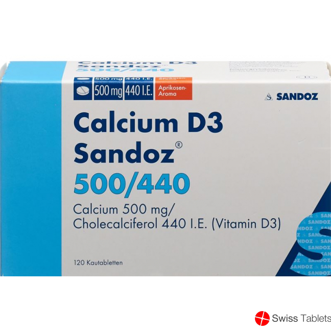 Calcium D3 Sandoz Kautabletten 500/440 Aprikose 120 Stück buy online