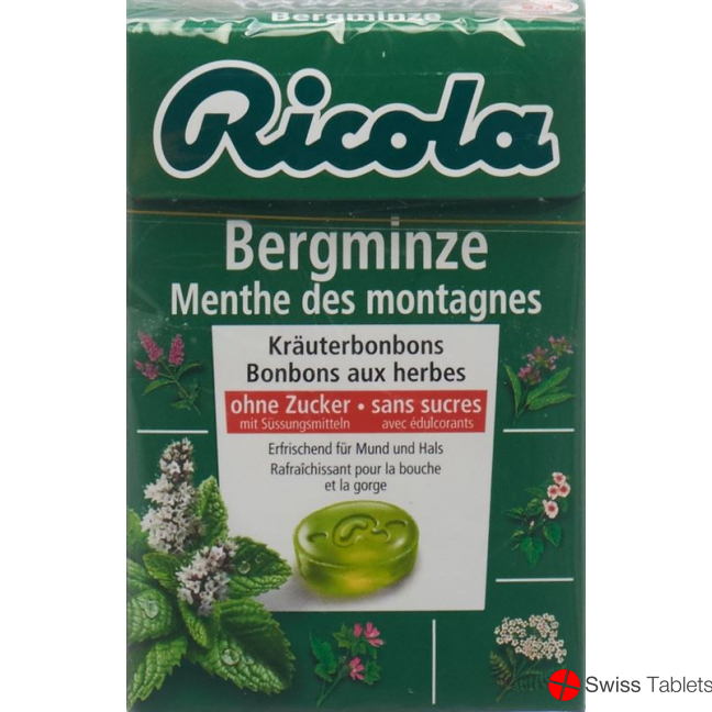 Ricola Bergminze Kräuterbonbons ohne Zucker Box 50g buy online