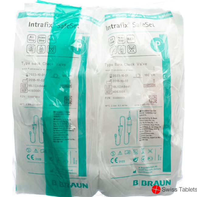 Intrafix SafeSet 180cm with check valve 10 pcs