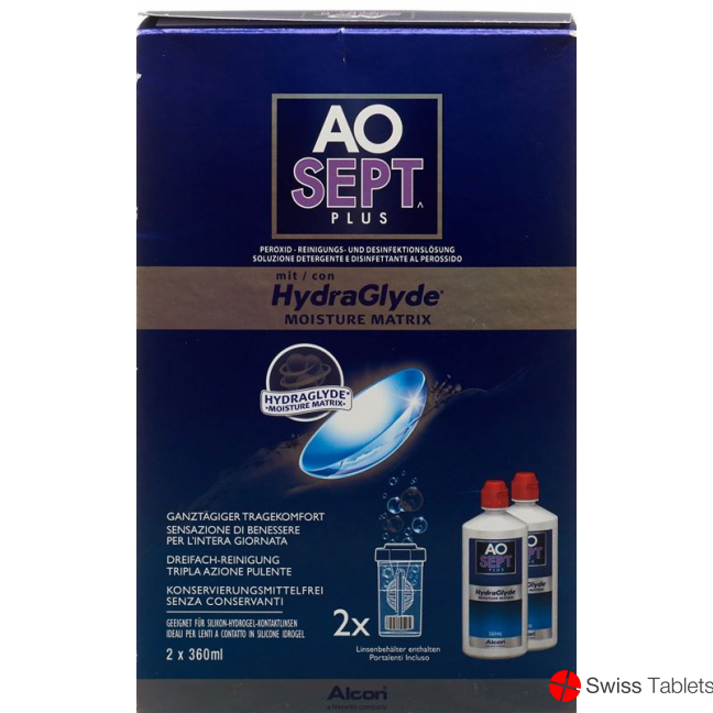 Aosept Plus HydraGlyde with 2 x 360 ml
