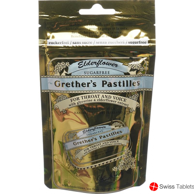 Grethers Elderflower Pastillen ohne Zucker Refill Beutel 100g buy online