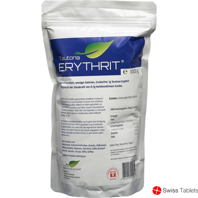 Tautona Erythrit Verschlussbeutel 1kg buy online