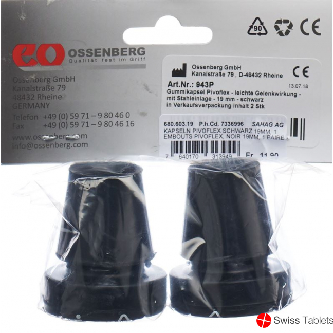 Sahag Capsules Pivoflex 19mm Black 1 pair buy online