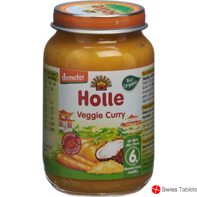 Holle Veggie Curry Glass from the 6th month Bio 190g buy online