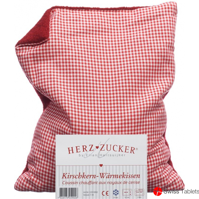 Herzzucker Kirschkernkissen 26x21cm Karo/wollw Rot buy online