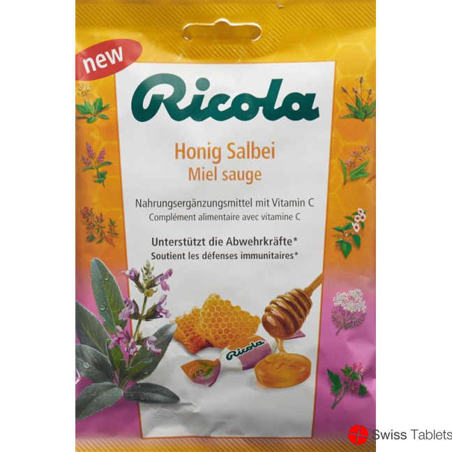 Ricola Honig Salbei mit Zucker Beutel 75g buy online