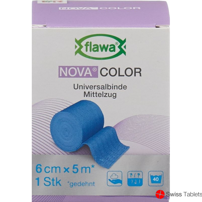 Flawa Nova Color Universalbinde 6cmx5m Blau buy online