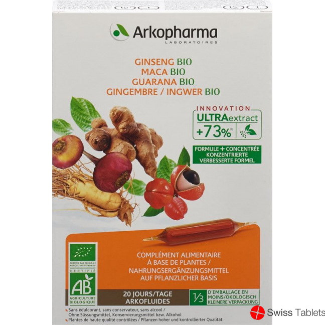 Arkofluide Gins-maca-guar-ingw Trinkampullen Bio 20 Stück buy online