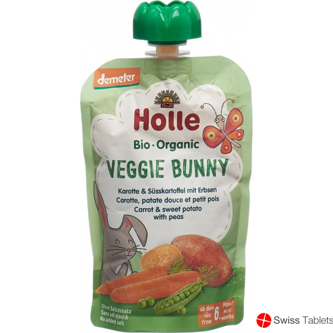 Holle Veggie Bunny Pouchy Carrot Sweet Potato Peas 100g buy online