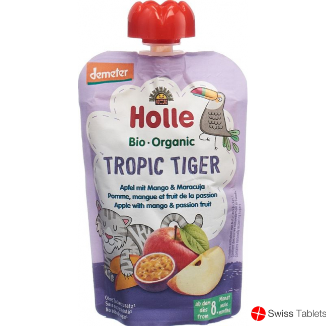 Holle Tropic Tiger Pouchy Apple, Mango & Passion Fruit 100g buy online