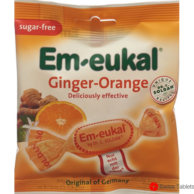 Soldan Em-Eukal Ginger-Orange Zuckerfrei Beutel 50g buy online
