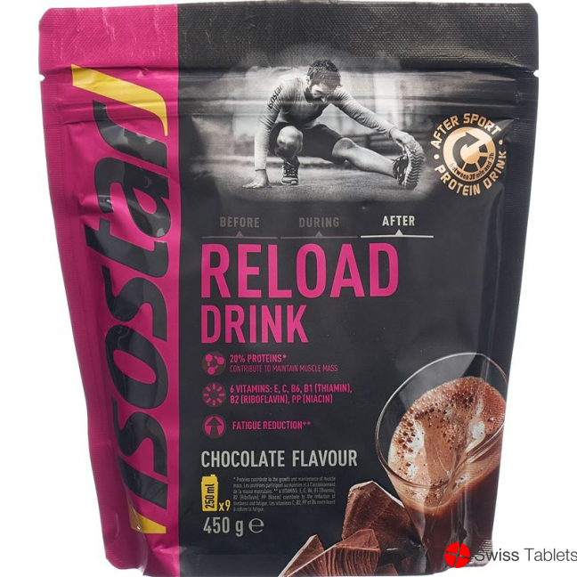 Isostar Reload Drink Pulver Schokolade Beutel 450g buy online