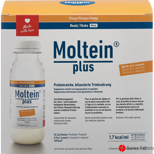 Moltein Plus Ready2Shake Mango 6 bottle 38g buy online