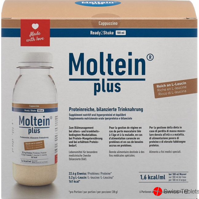 Moltein Plus Ready2Shake Cappuccino 6 bottle 38g buy online