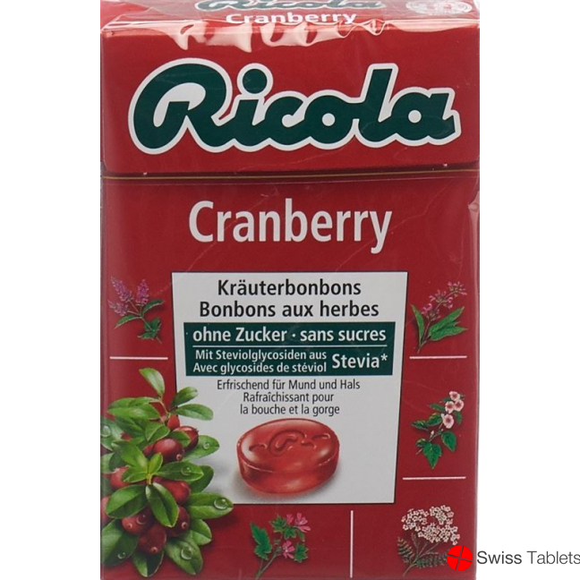 Ricola Cranberry herbal sweets without sugar with stevia Box 50 g