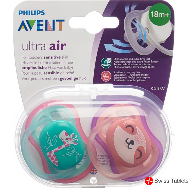 Avent Philips Schnul Ultra Air 18m+ Girl Giraf/bae buy online