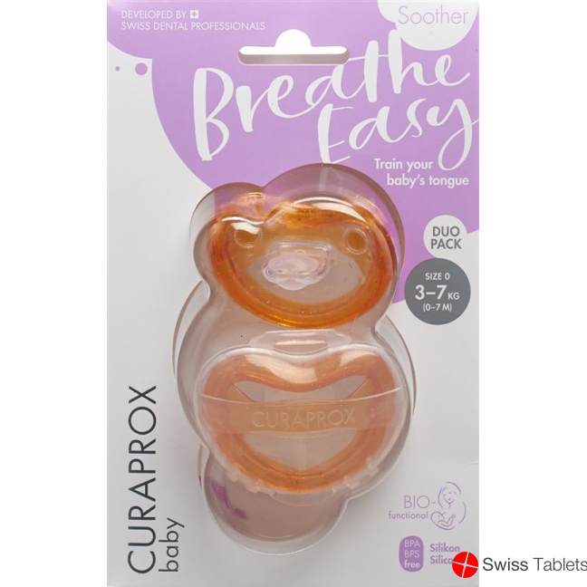Curaprox Baby pacifier size 0 Orange Double New 2 pieces buy online