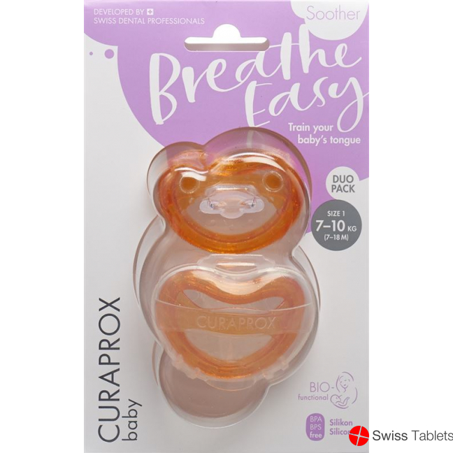 Curaprox Baby pacifier size 1 orange Double New 2 pieces buy online