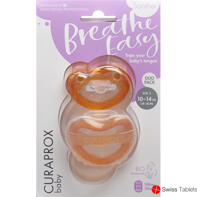 Curaprox Baby pacifier size 2 orange Double New 2 pieces buy online