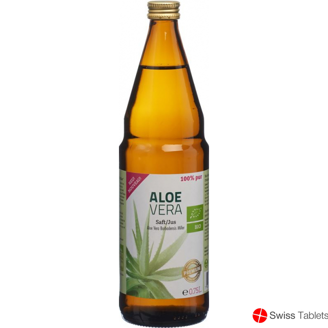 Aloe Vera Juice Organic 100% Pure Premium lt Glasfl 0.75
