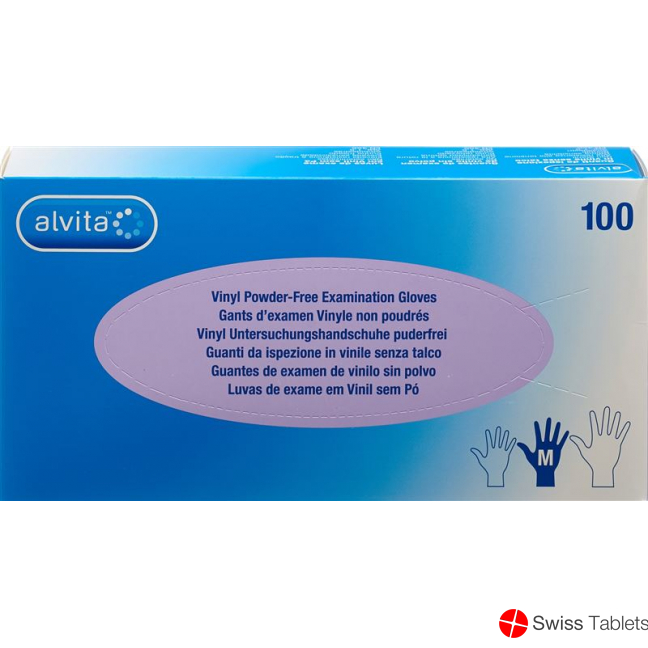 Alvita Untersuchungshands Vinyl M Puderfrei 100 Stück buy online