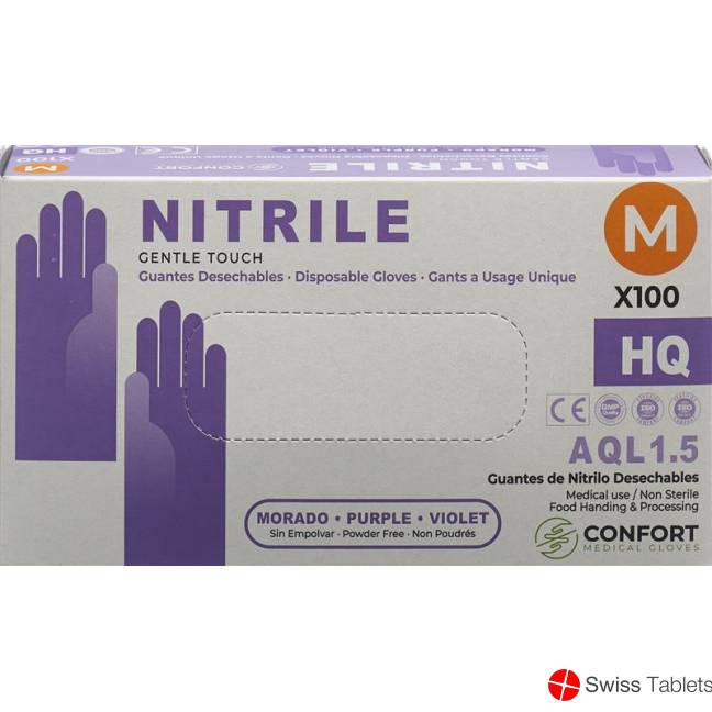 Swiss Green Handschuhe Nitril M Puderfrei Viol 100 Stück buy online
