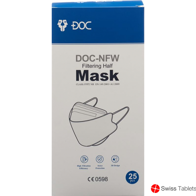 Doc-NFW Mask FFP2 fish shape without valve 25 pieces buy online