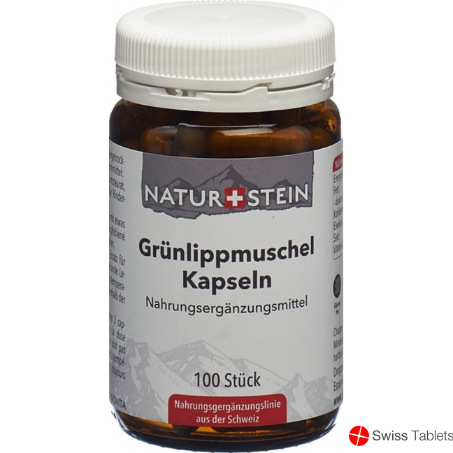 Naturstein Grünlippmuschel Kapseln Glasflasche 100 Stück buy online