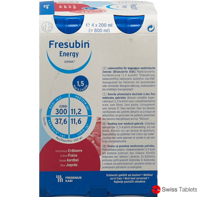 Fresubin Pi-Aps Energy Drink Erdbeer 4x 200ml buy online