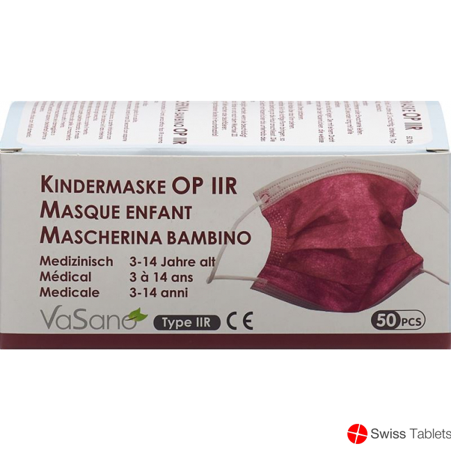 Vasano Op Maske Typ Iir Kind 3-14j Weinrot 50 Stück buy online