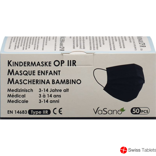 Vasano Op Maske Typ Iir Kind 3-14j Schwarz 50 Stück buy online